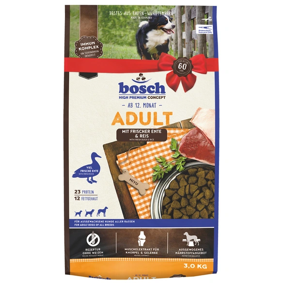 Hundetrockenfutter, 3 kg, Ente/Reis