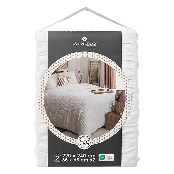 Housse de couette 240x220 Seersuck   2 taies polycoton