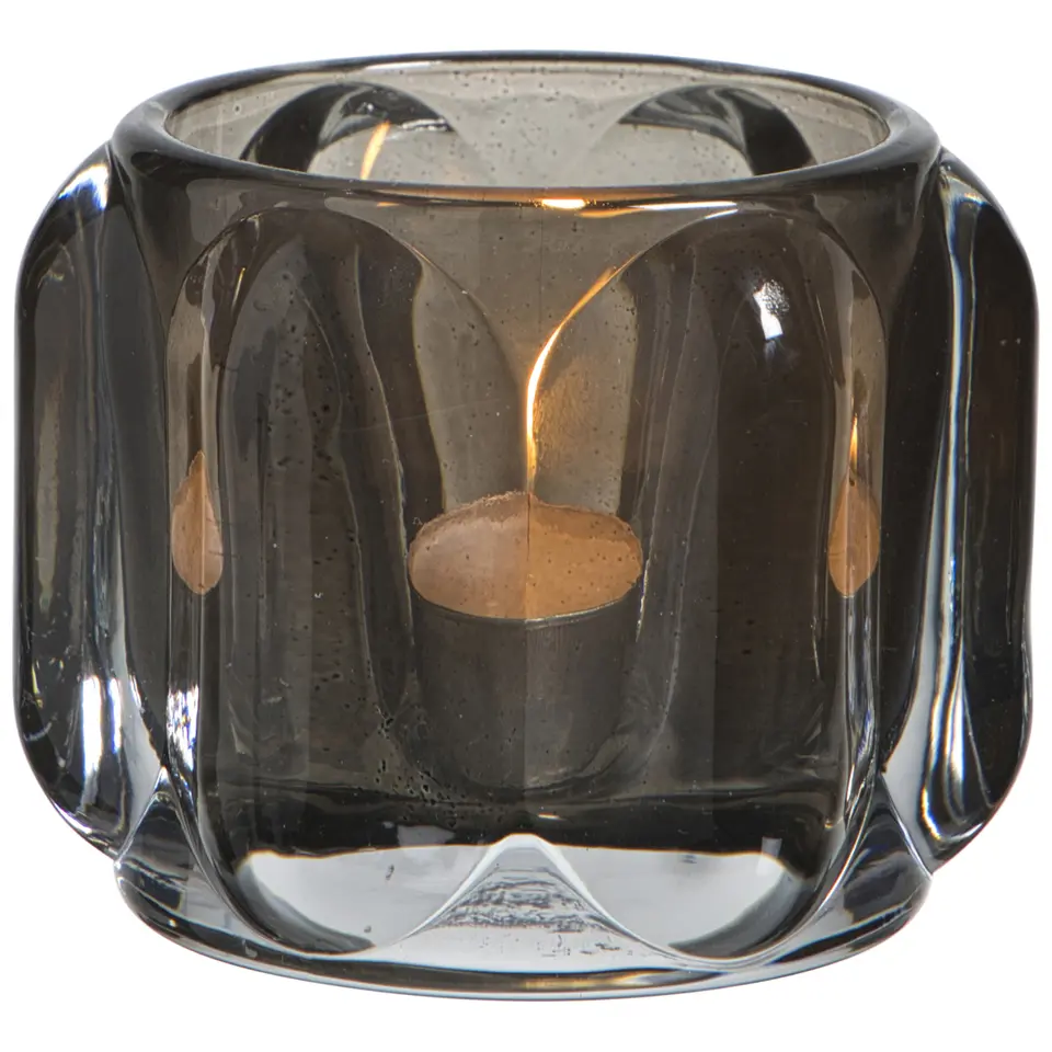 Theelichthouder Mila - grijs - 6,5x&Oslash;8 cm