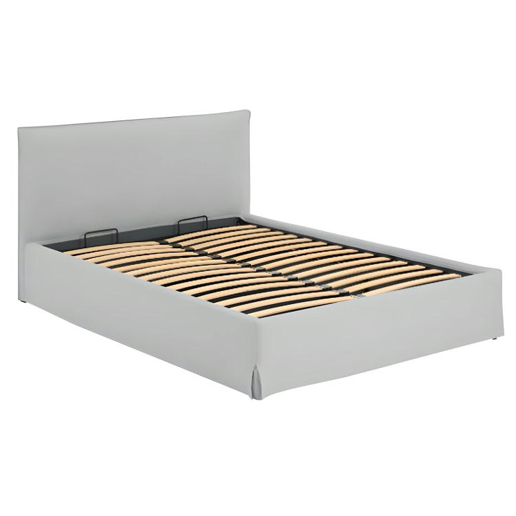 ORSA - Lit coffre gris en lin 140x200