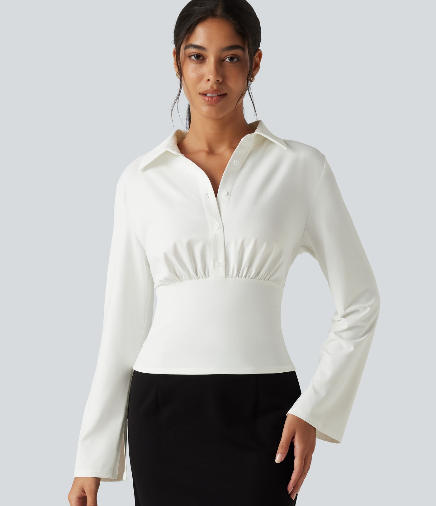Chemise de bureau à manches longues à volants
