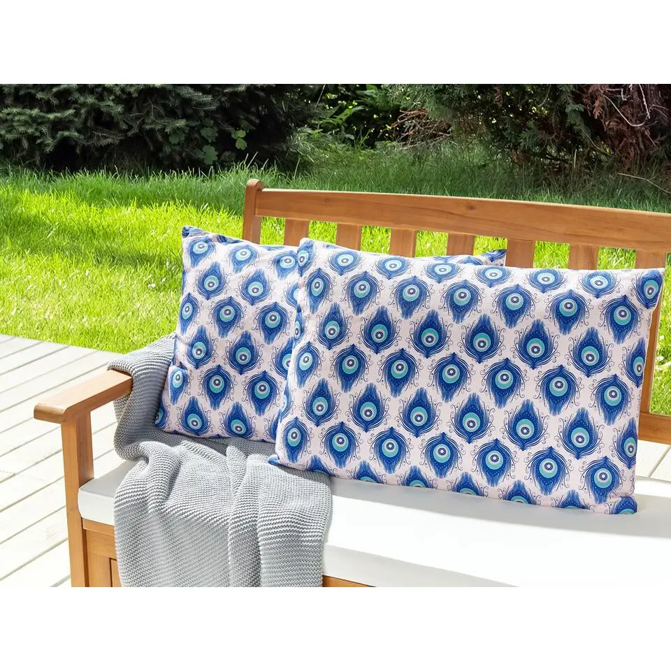 CERIANA - Tuinkussen set van 2 - Blauw/Roze - 40 x 60 cm - Polyester