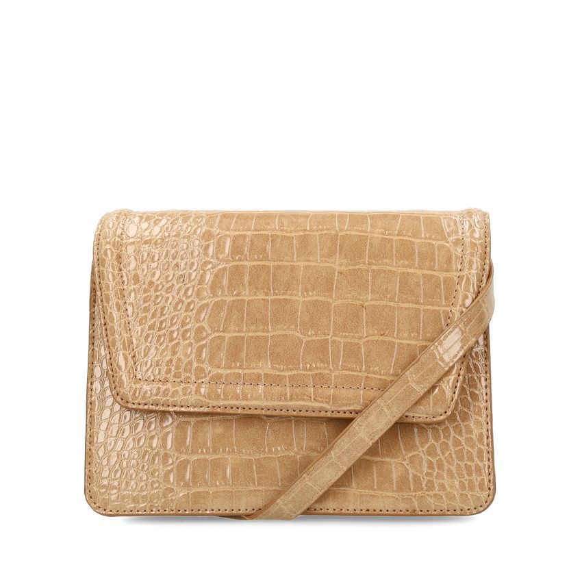 Manfield Beige croco schoudertas