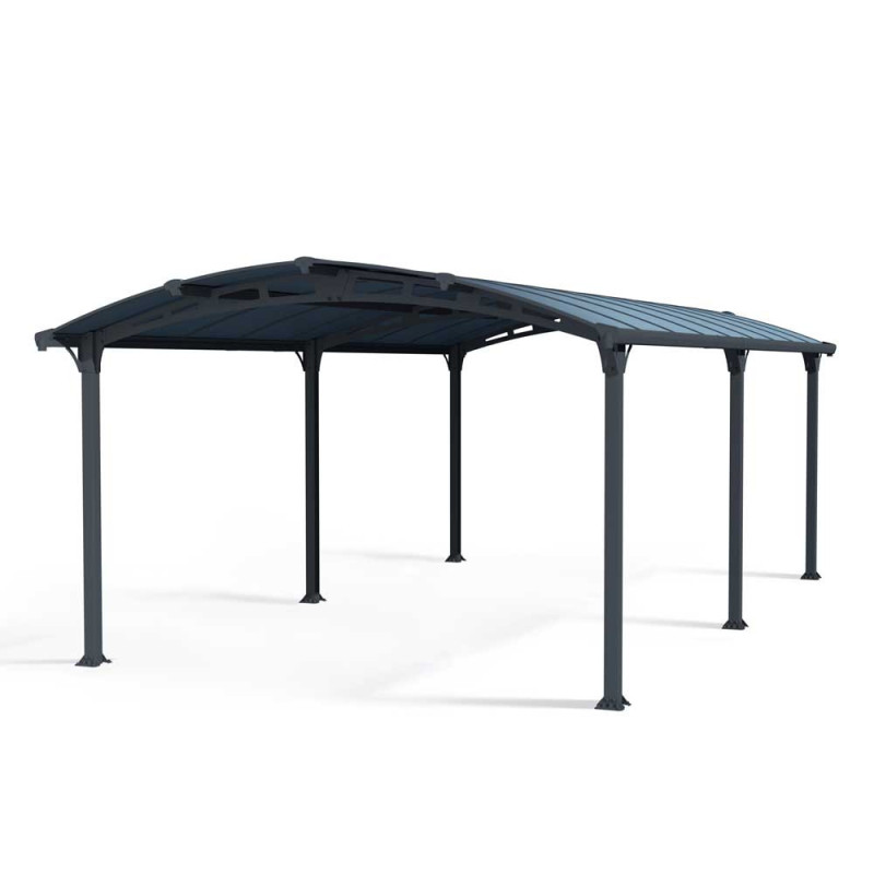 Carport en aluminium Arcadia gris foncé 21,1 m²