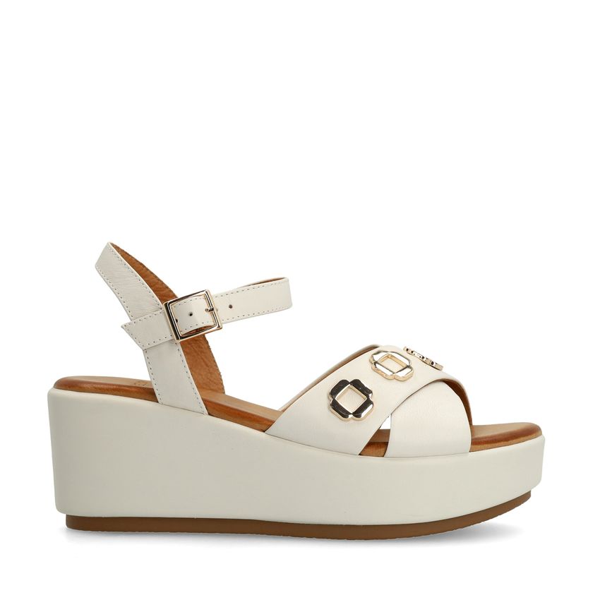 Manfield Witte leren sleehakken