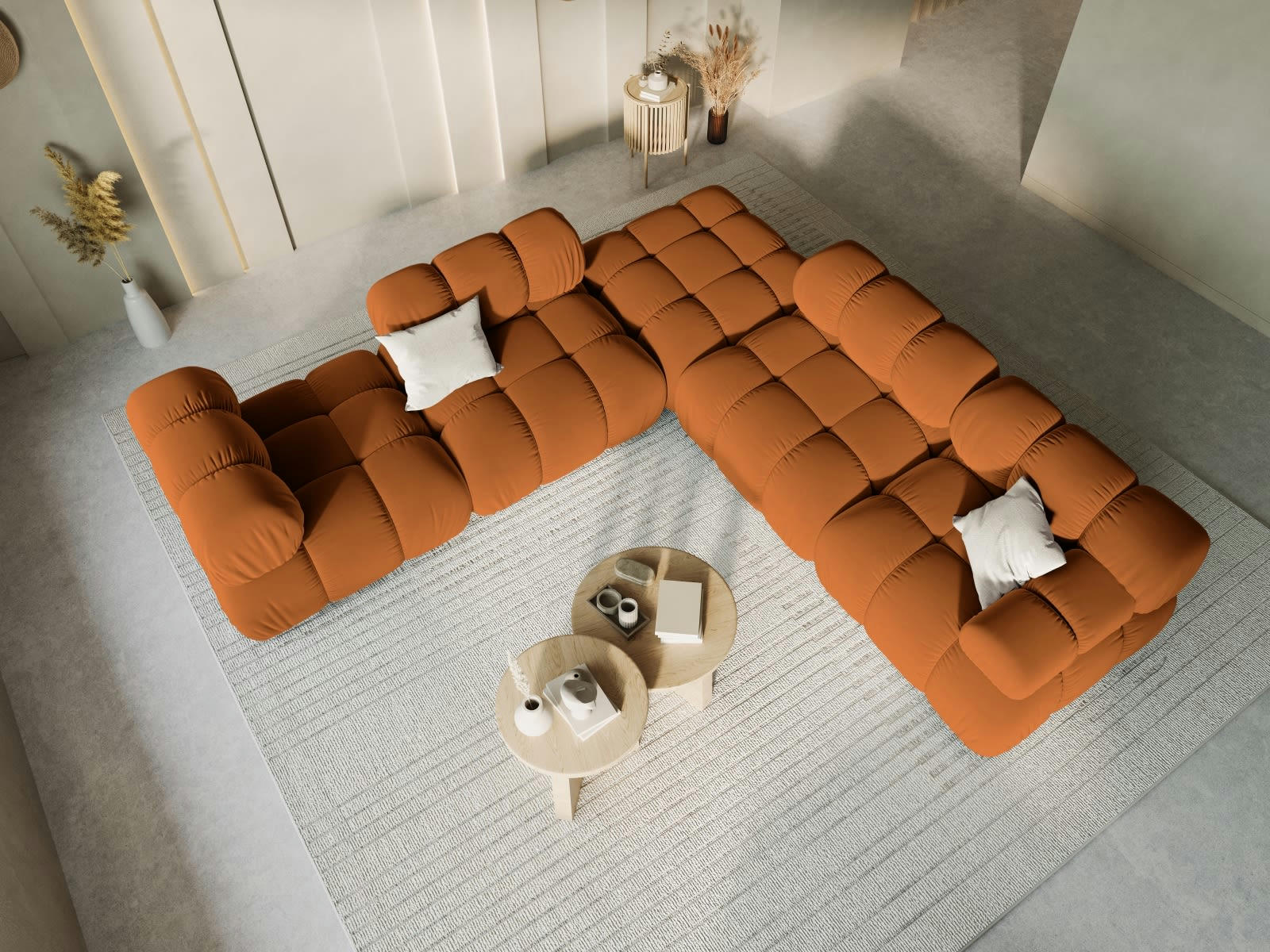 BELLIS - Chauffeuse en tissu velours terracotta