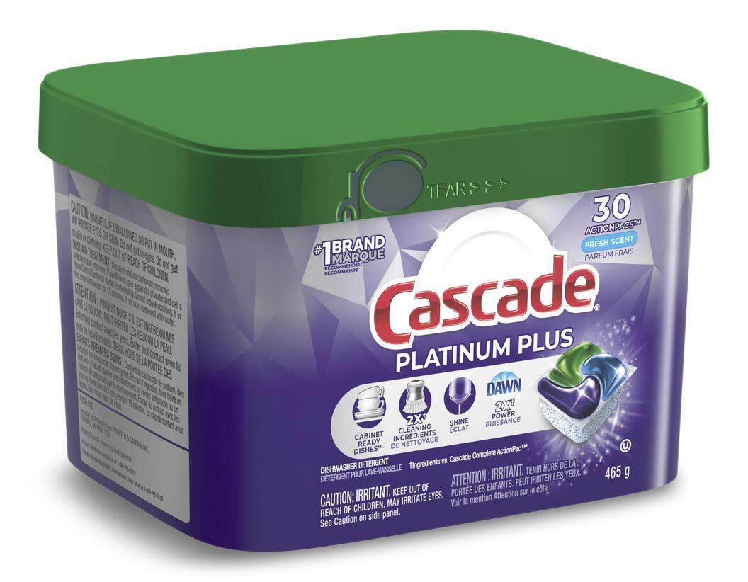 Cascade Platinum Plus ActionPacs Dishwasher Detergent Pods, Fresh, 30 Count