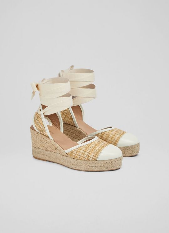 Zora Beige Jute And White Leather Espadrilles