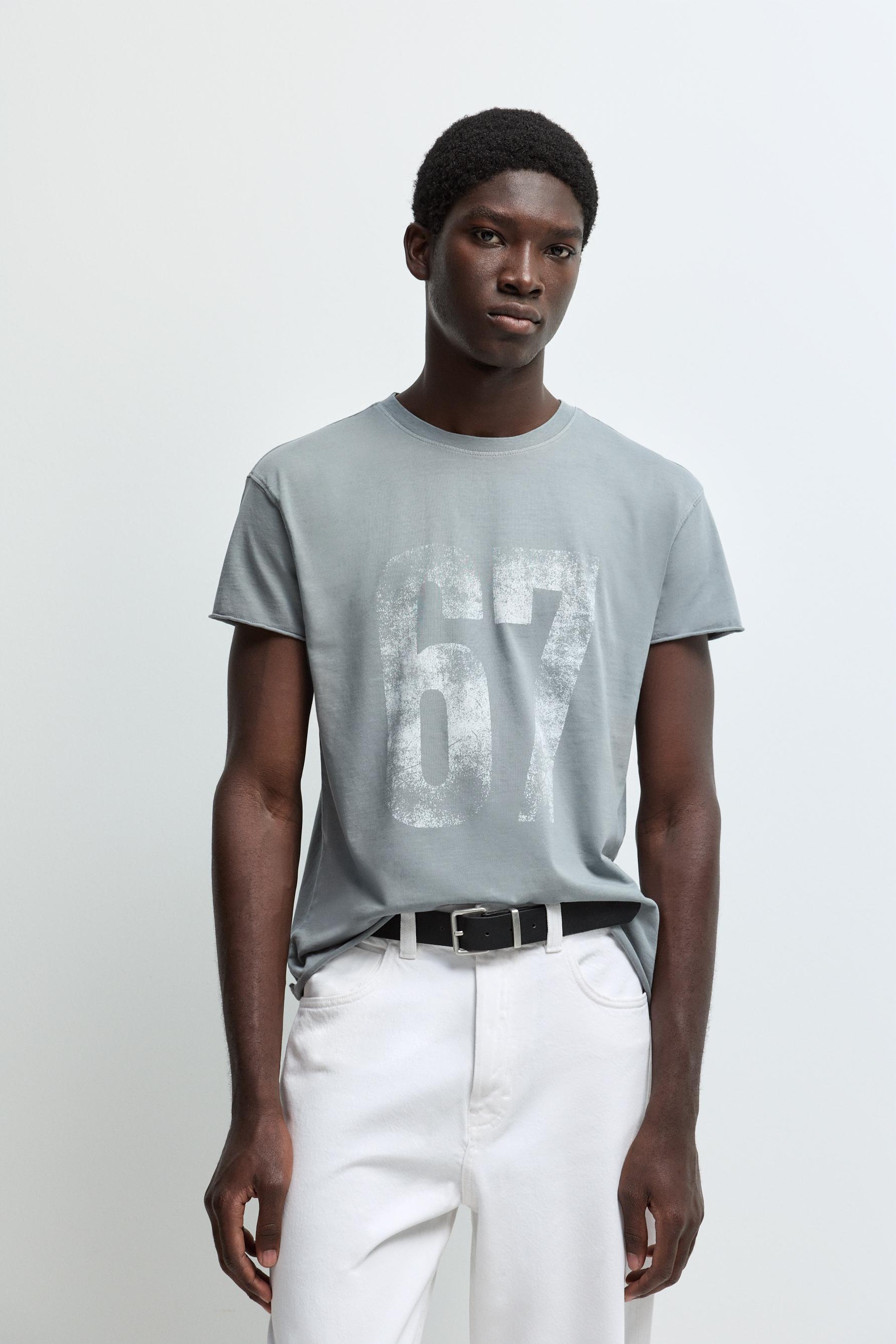 Camiseta efecto lavado estampada