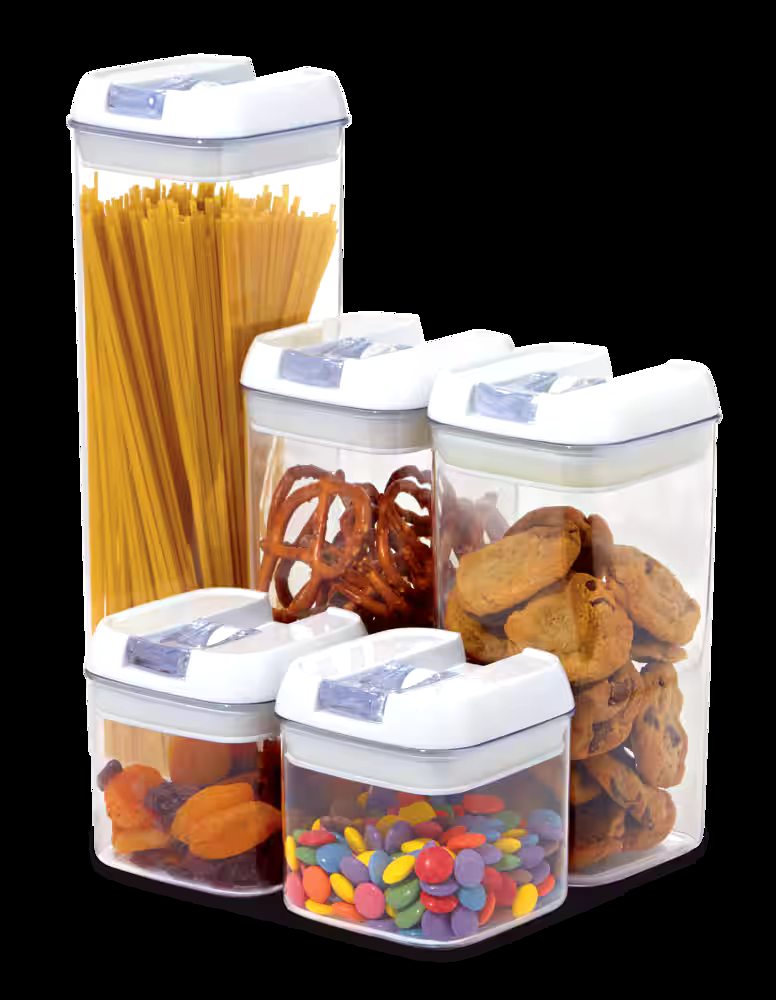 MASTER Chef Pantry Plastic Storage Container Set with Airtight Seal, 5-pc