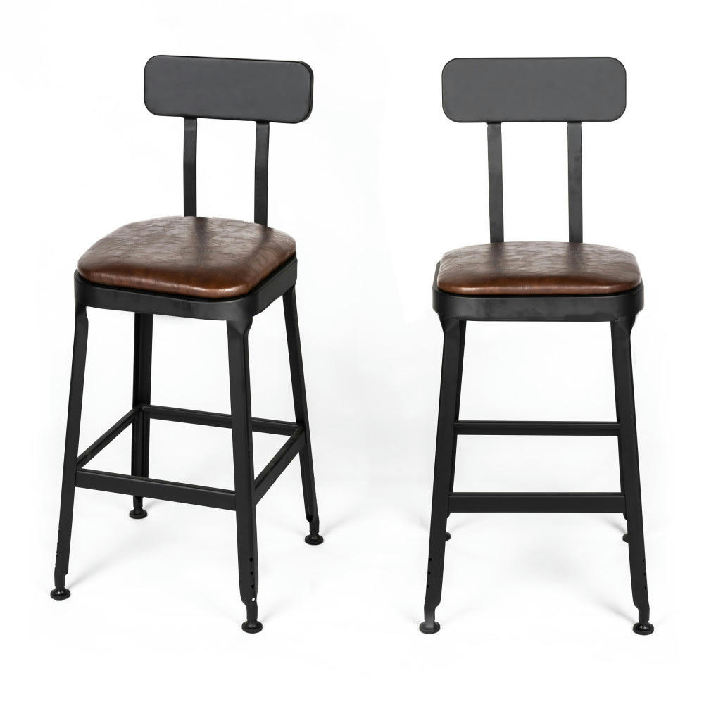 CHILLY - Lot de 2 chaises de bar métal et simili 63cm marron