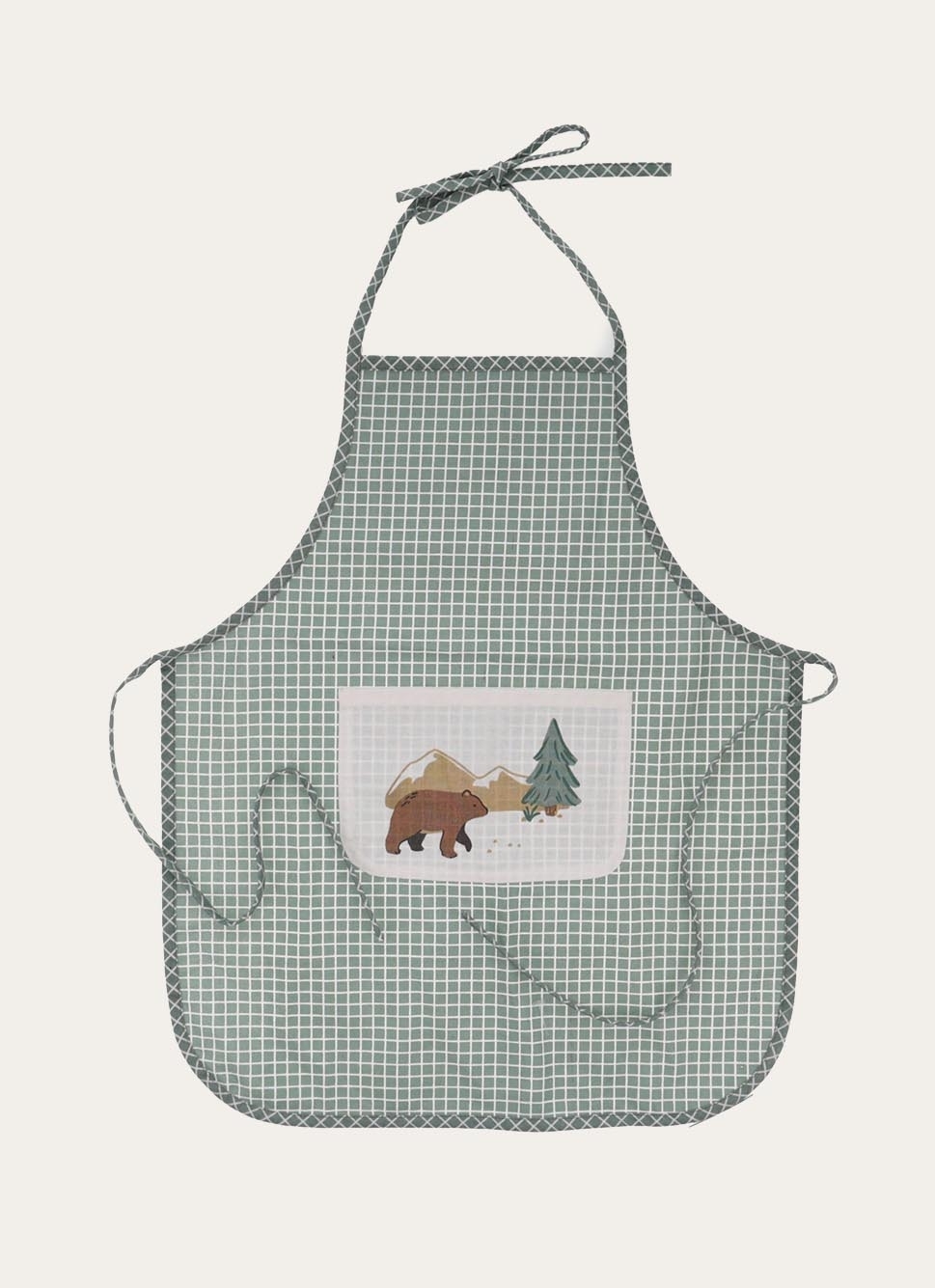 TABLIER ENFANT EN COTON ENDUIT WILD VERT