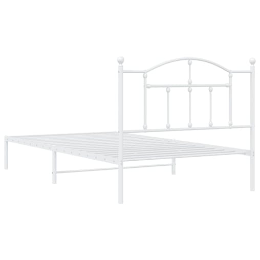 NNEVL Metal Bed Frame with Headboard White 107x203 cm King Single