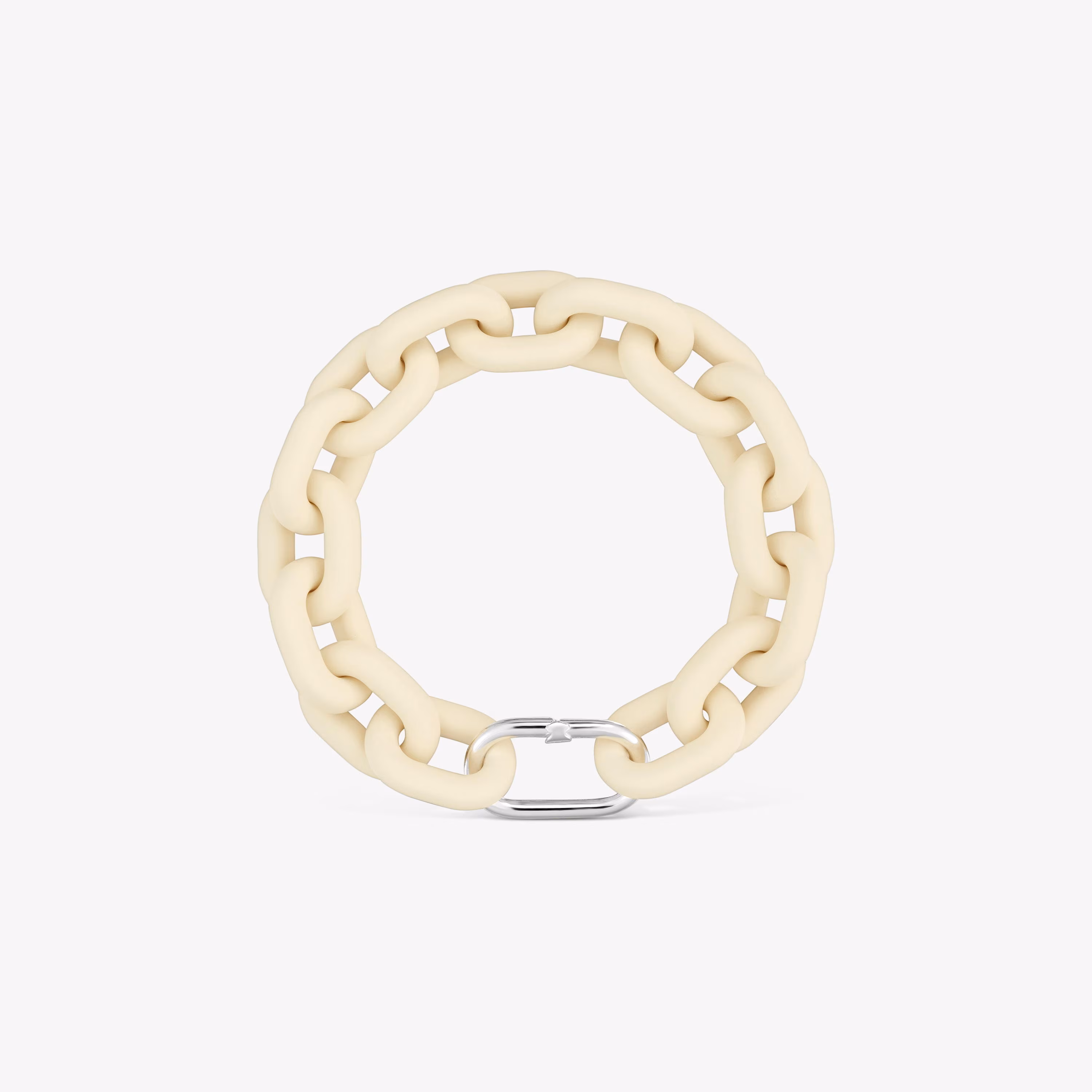 Pulsera cadena de acetato en color beige y anilla de plata Hold Oval