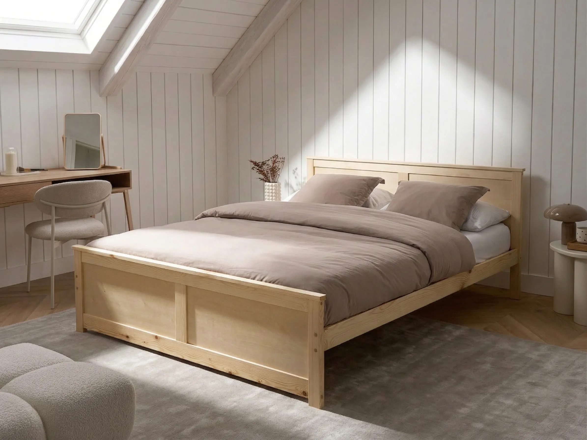 Bed Pine Wood DAUPHIN 160 x 200 cm (EU King Size) Light Brown