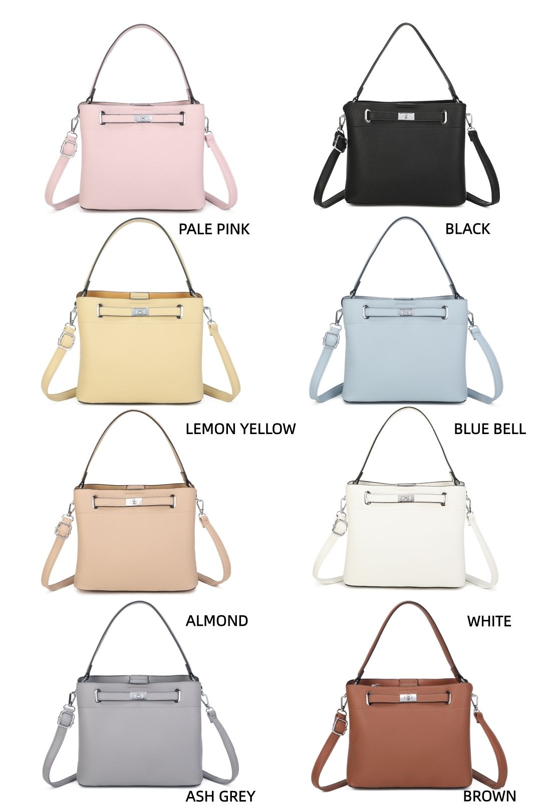 Fontanella Fashion Enro Triple Compartments PU Leather Top Handle Bag With A Lock