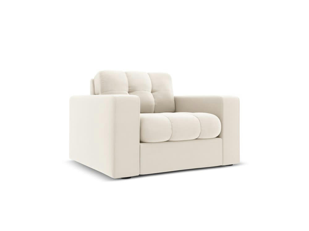 JUSTIN - Fauteuil en velours beige clair