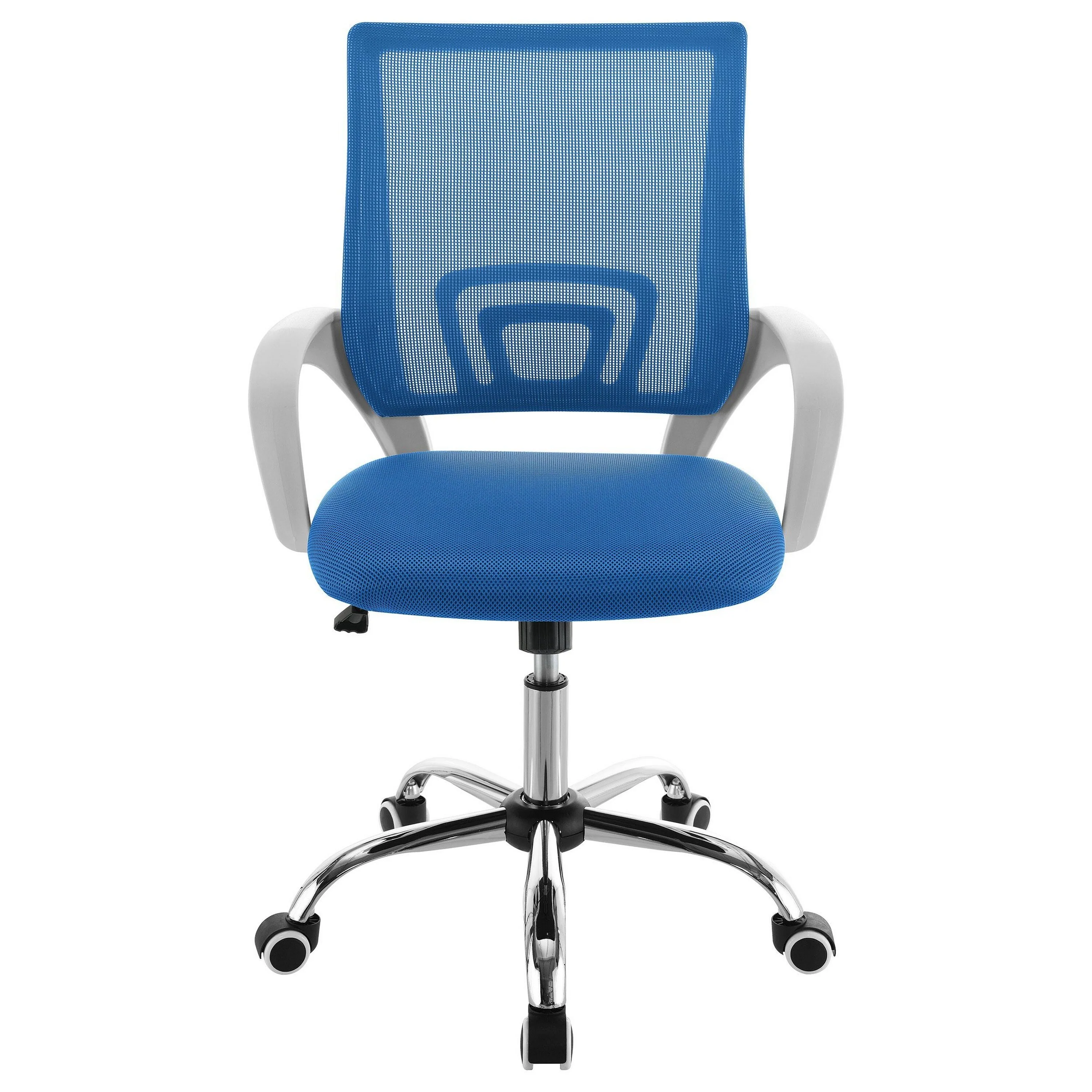 Fera Rolling Office Chair, Adjustable Chrome Base, Blue Mesh Fabric