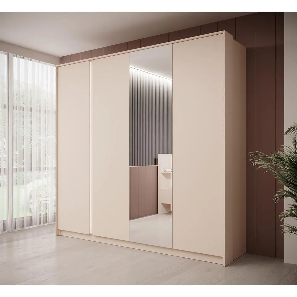 Meubella - Kledingkast Desert - Beige - 220 cm - Met spiegel