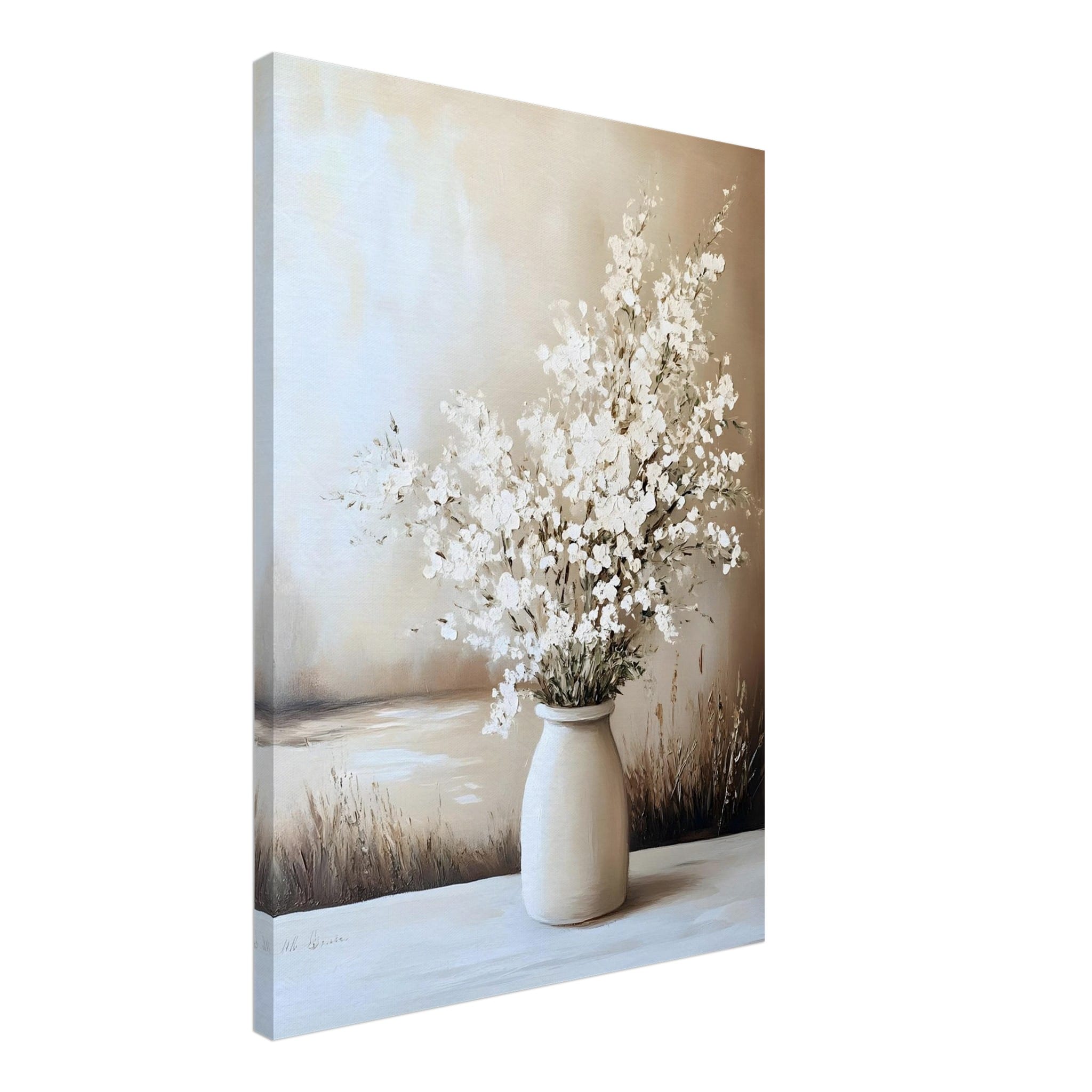 Artfulprints Canvas Timeless white bouquet canvas - 50x70 cm - beige