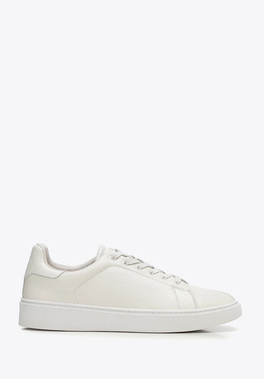 Męskie sneakersy ze skóry naturalnej licowej kremowe