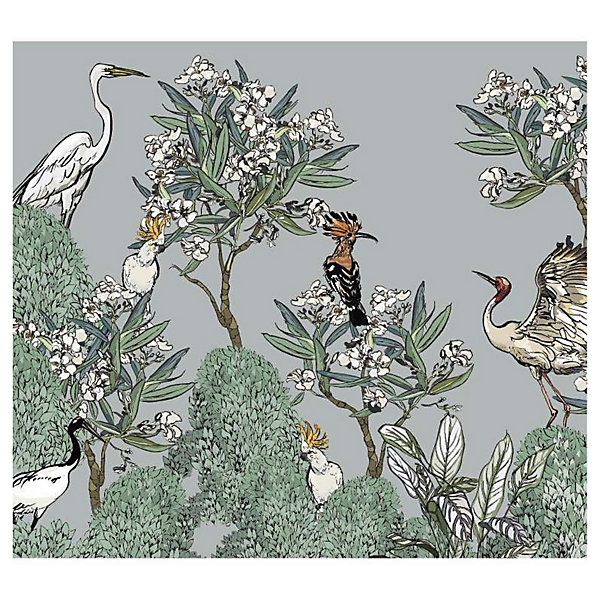 Papier peint intissé LAURIER BLANC 300 x 270 cm (LxH) - Tapisserie murale panoramique XXL, Made in France par Scenolia