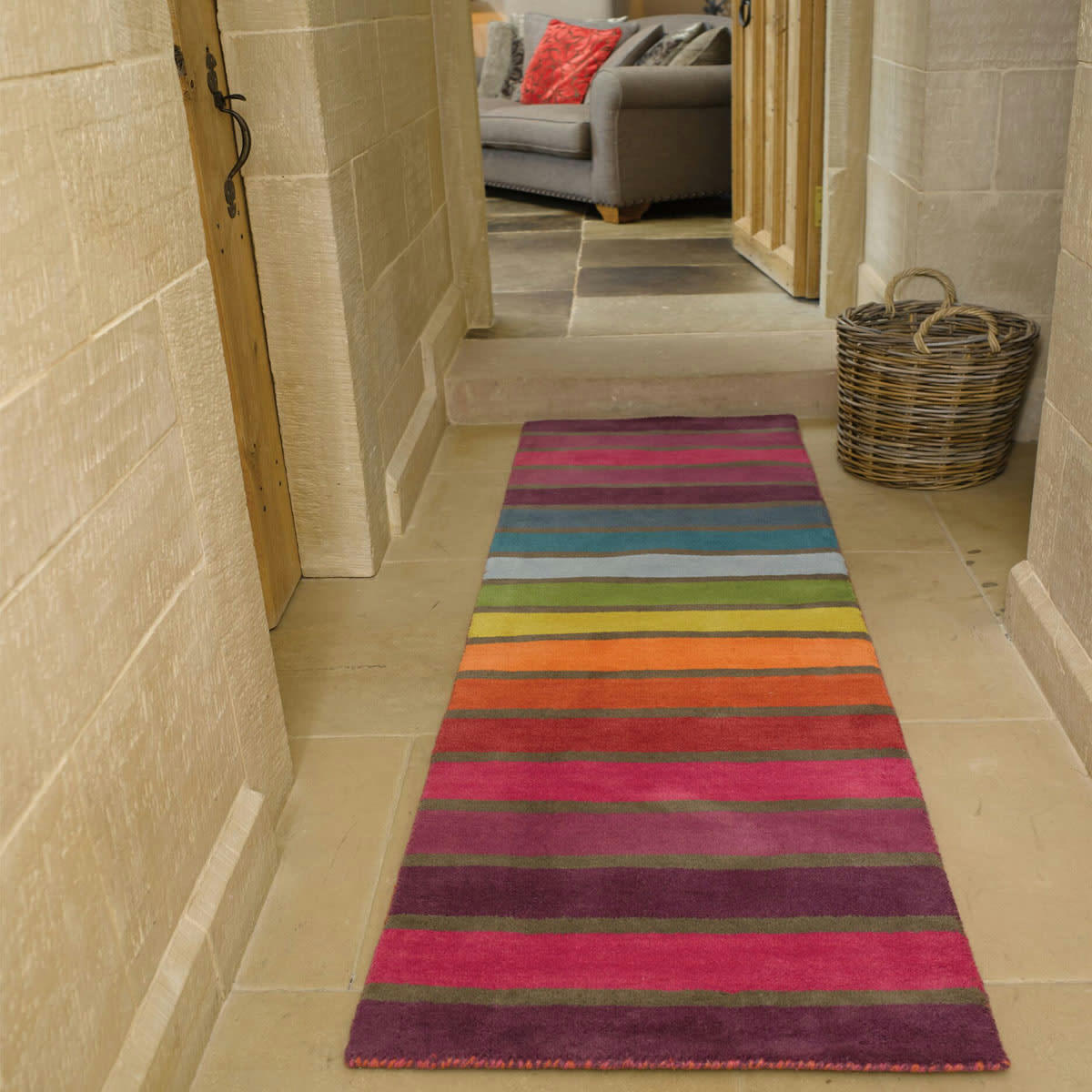 FR DESIGN - Tapis coloré en pure Laine Multicolore 60 x 230