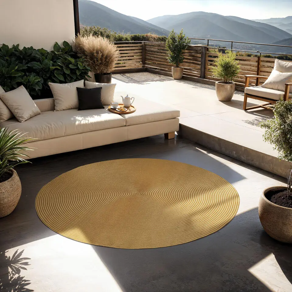 tectake? Geweven vloerkleed Raya in jute-look &Oslash; 160 cm - Bruin