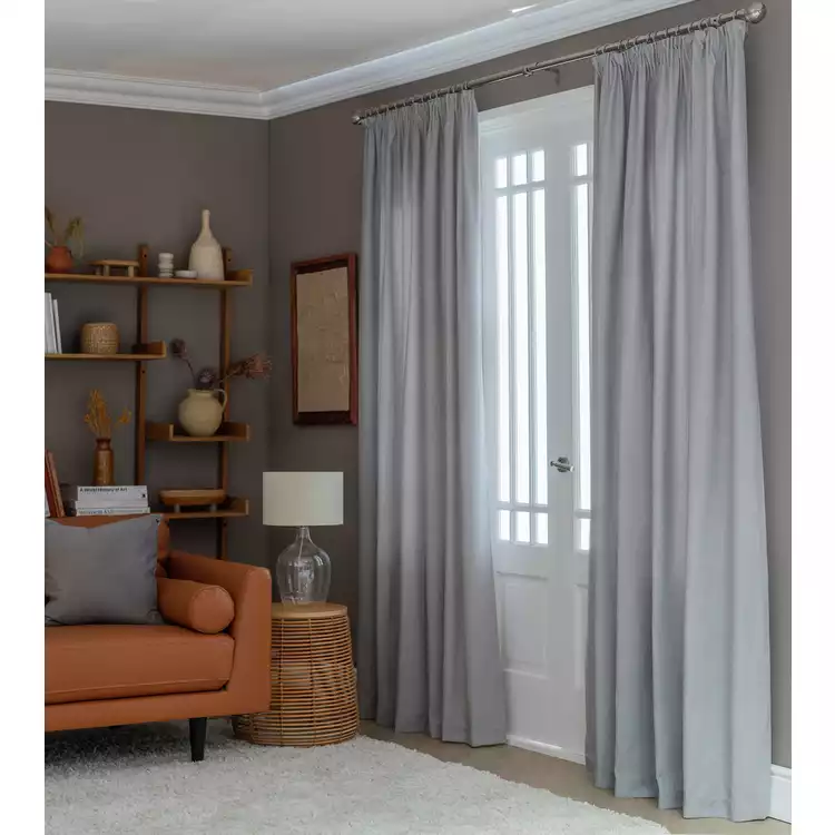 Habitat Herringbone Fully Lined Pencil Pleat Curtains - Grey