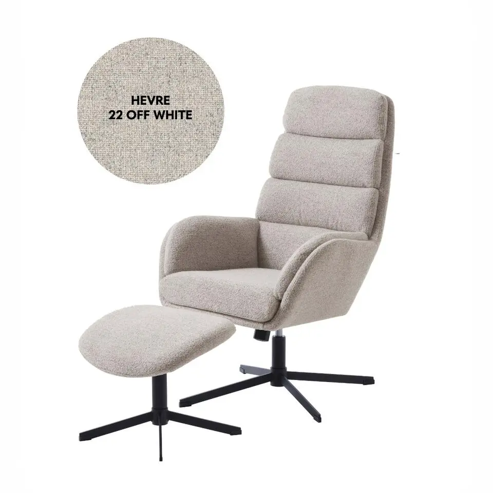 Fauteuil Off White - 69x76x107cm - Incl. Voetenbank - Sifton