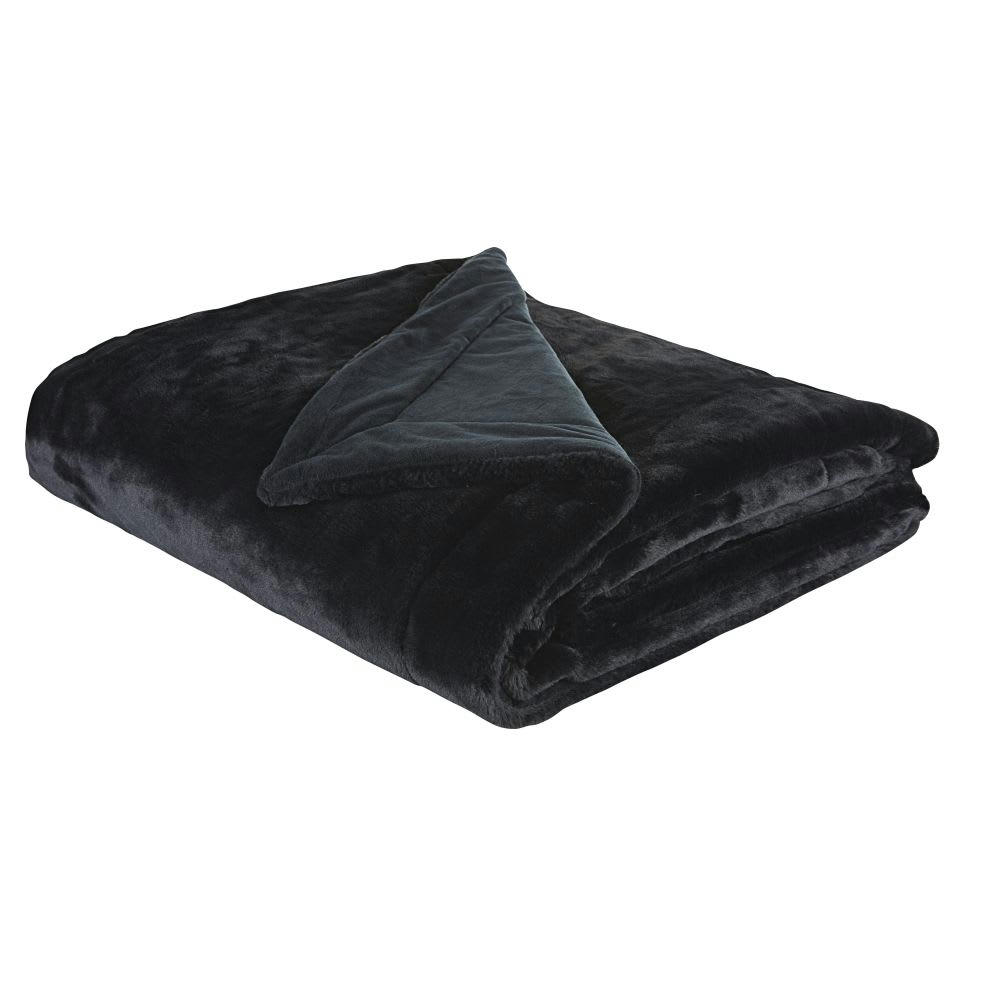 SOHO - Plaid imitation fourrure noire 230x250