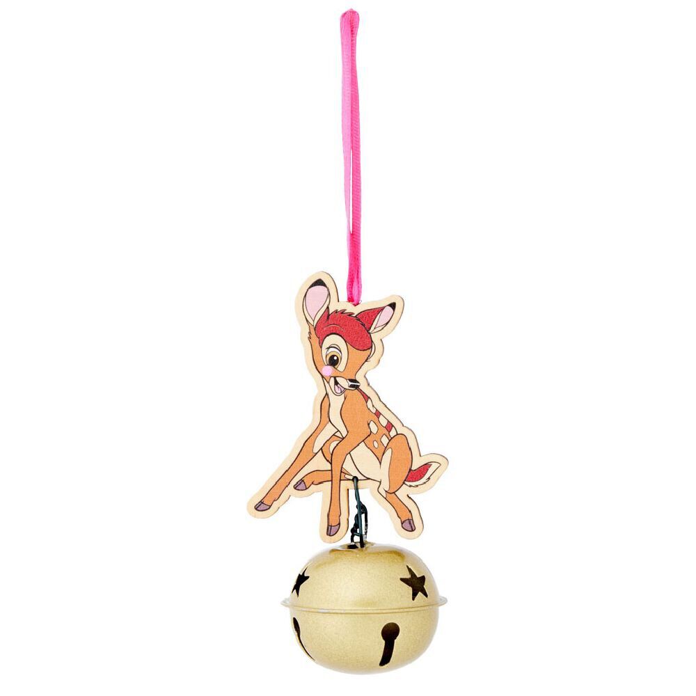 Grelot Disney Bambi orange et doré à suspendre bois Ø5xH11cm