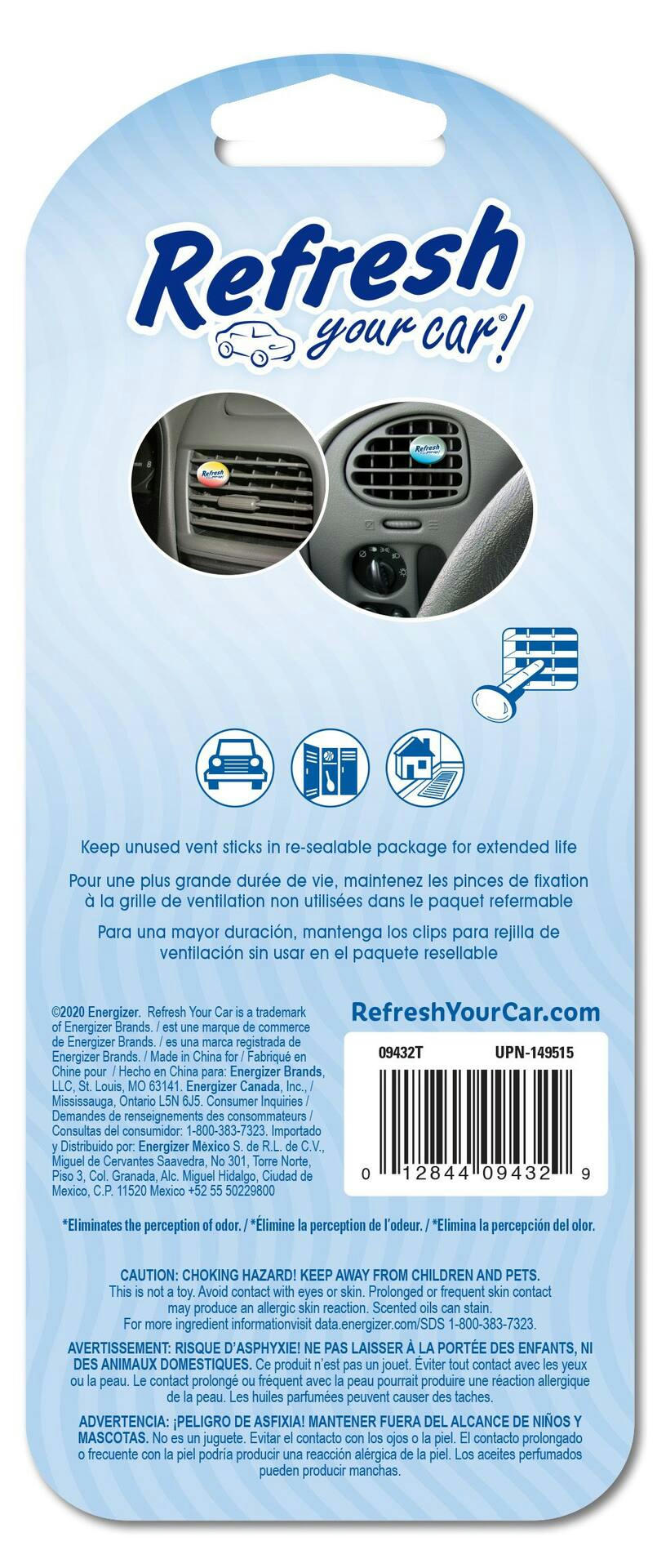 Refresh Your Car! Lightning Bolt Ice Storm Auto Vent Sticks, 6-pk