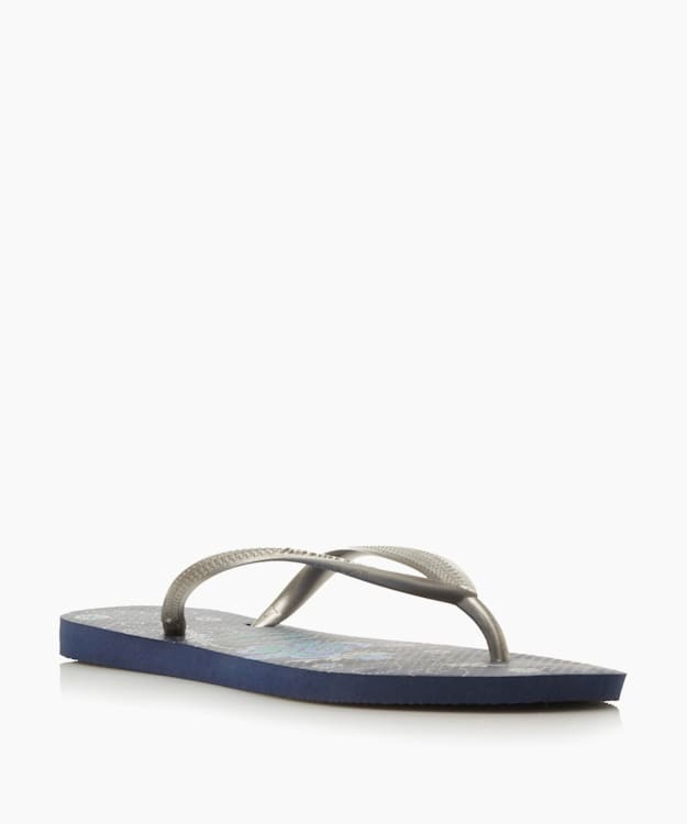 Flower Print Flip Flops Navy - Havaianas Slim Flower Print Flip Flops