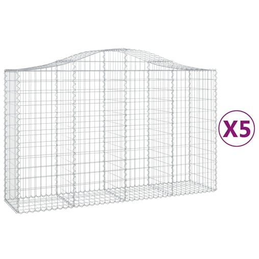 NNEVL Arched Gabion Baskets 5 pcs 200x50x120/140 cm Galvanised Iron