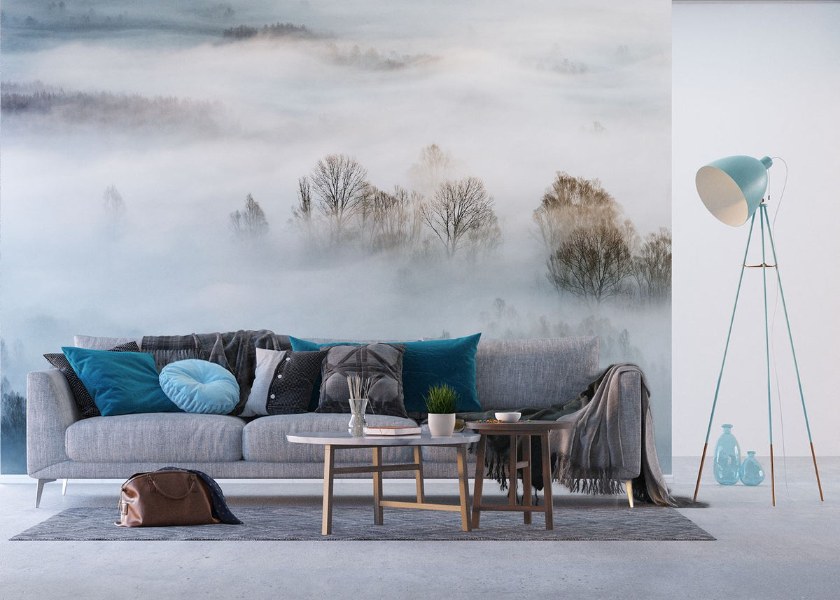 Sanders & Sanders fotobehang berglandschap met bomen grijs 375 x 270 cm 601015