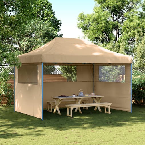 NNEVL Foldable Party Tent Pop-Up with 3 Sidewalls Beige
