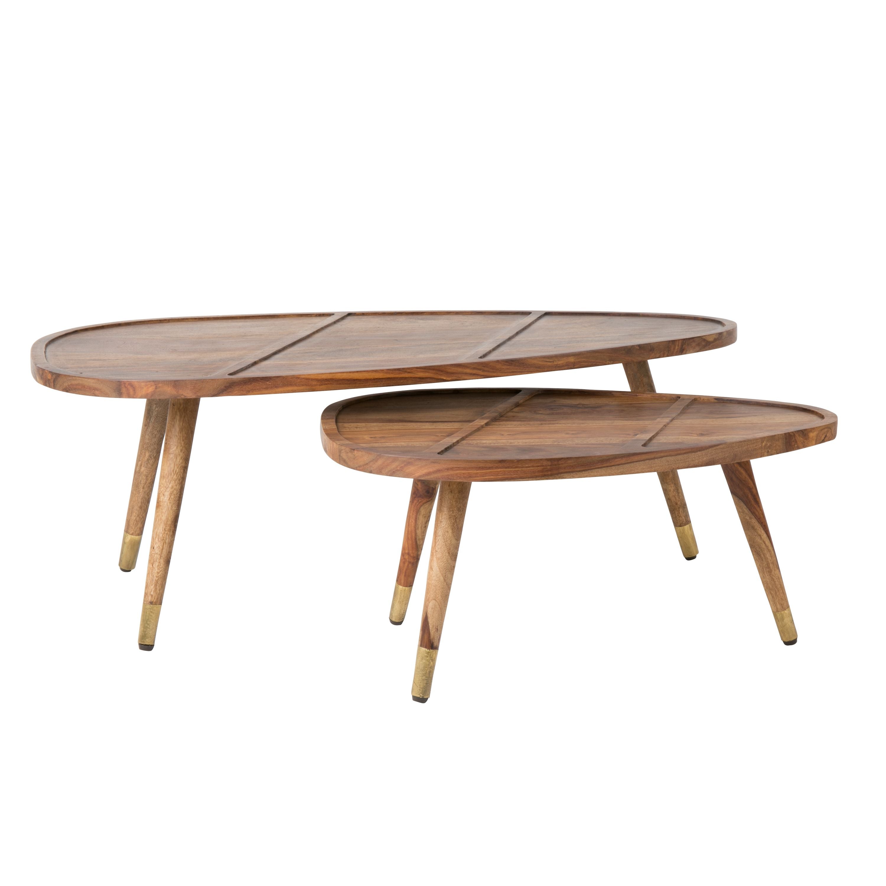 Dutchbone Sham Salontafel Organisch Hout - Set van 2