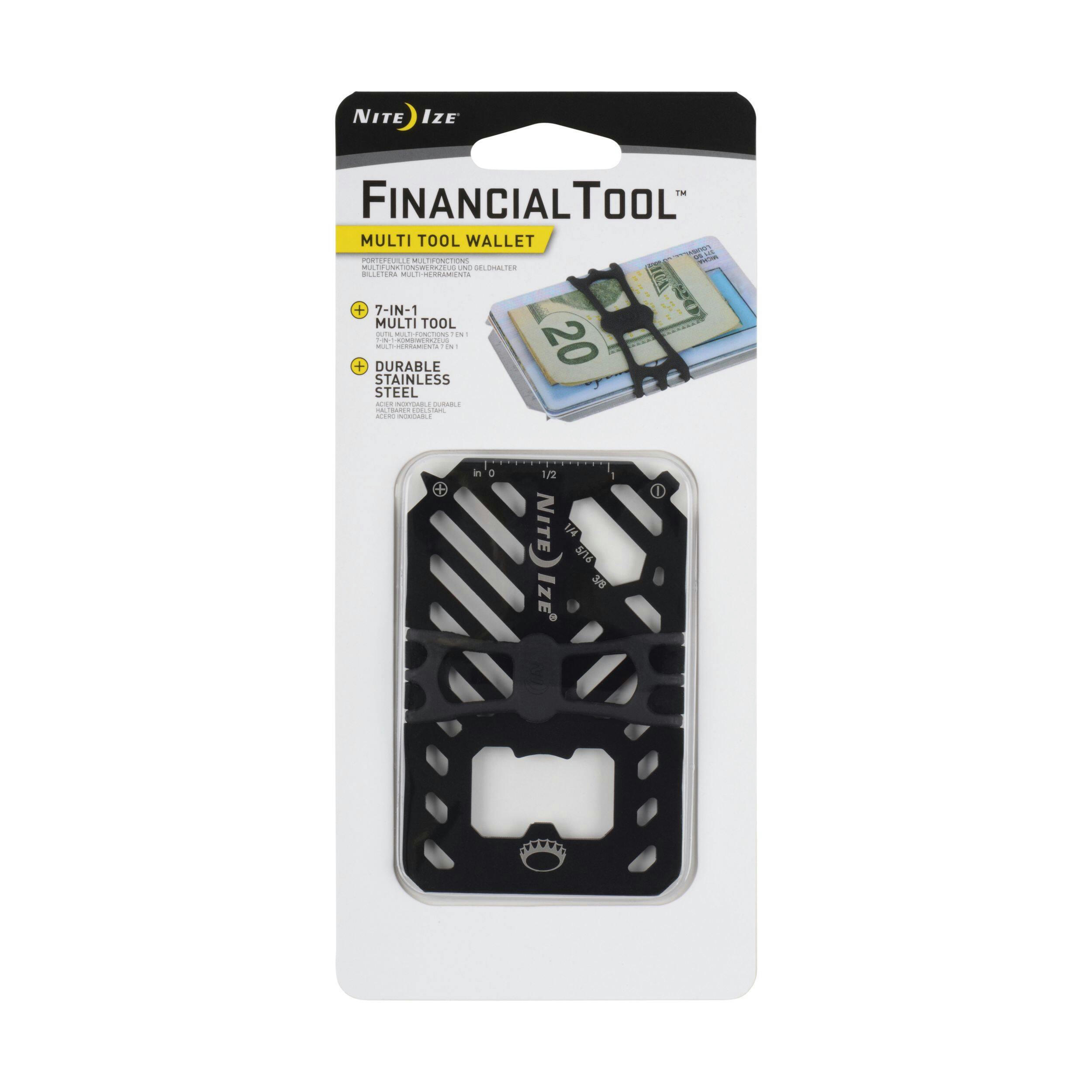 Nite Ize Financial Tool Multi-Tool Wallet Card/Cash Holder, Ruler, Bottle Opener, Screwdriver, Wrench & Scraper