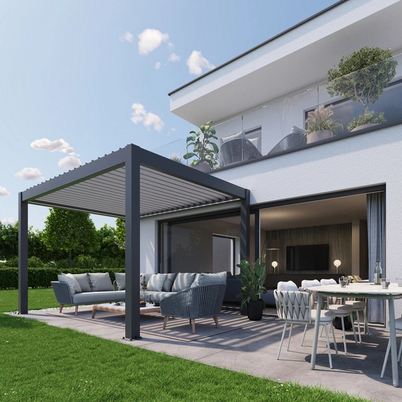 Pergola »Gr. 3 x 3«, BxHxT: 312 x 264 x 312 cm, dunkelgrau/silber-metallic