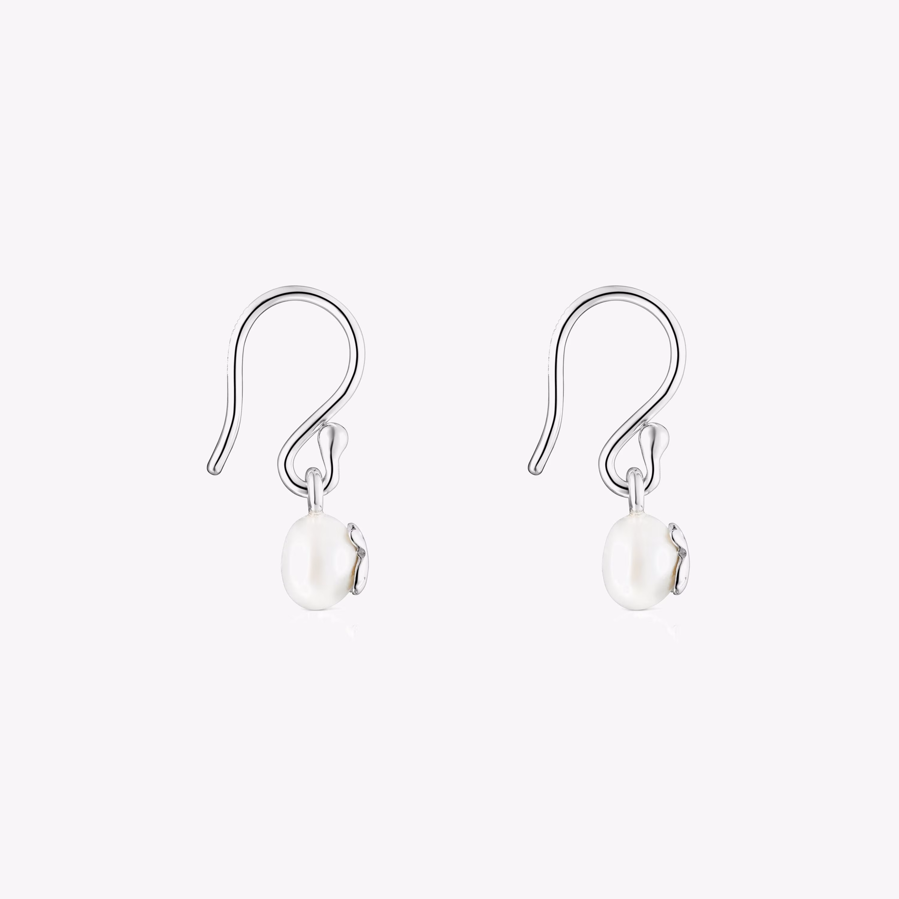 Pendientes cortos de plata y perla Icon Pearl