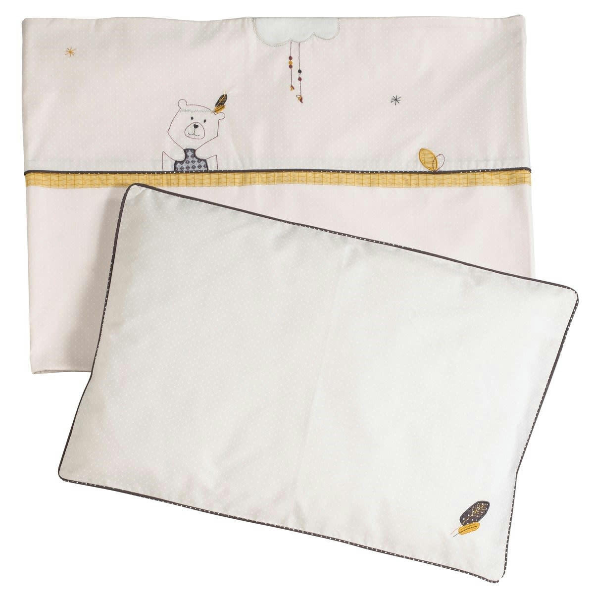 TIMOUKI - Parure de lit bébé 190x140cm et taie en coton beige