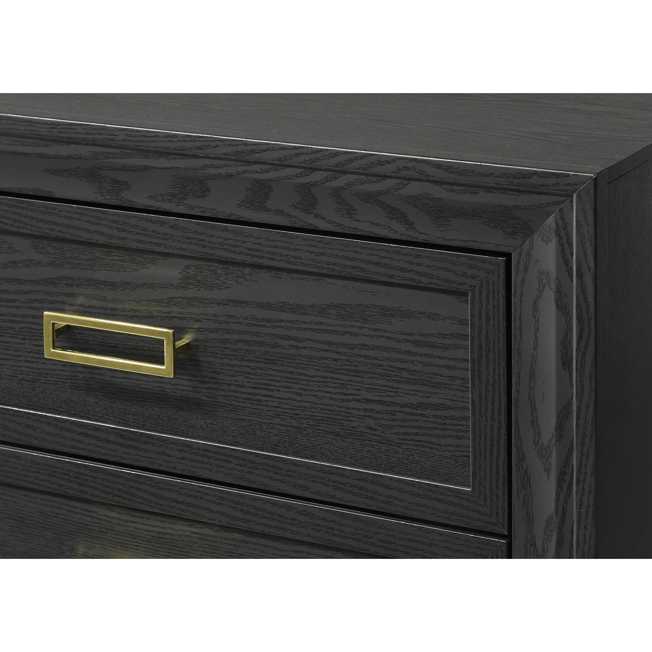 Glamorous 1pc Modern Glam Style 2-Drawer Nightstand Gold-ed Hardware Bedroom Furniture