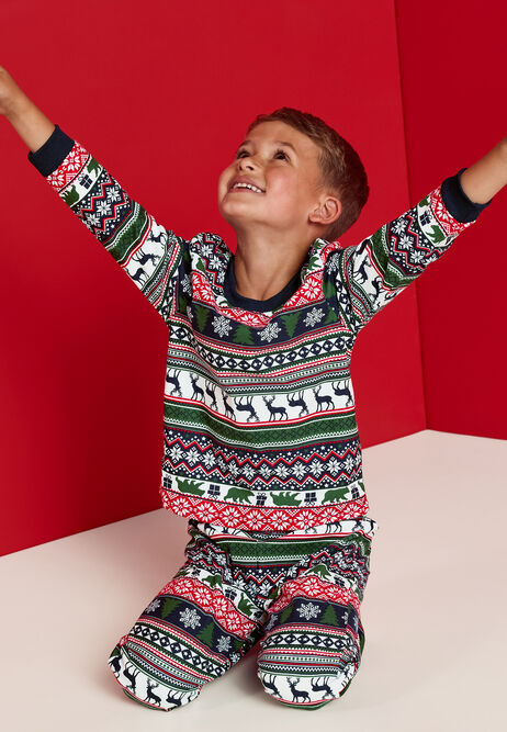 Boys Navy Fairisle Family Pyjama Set