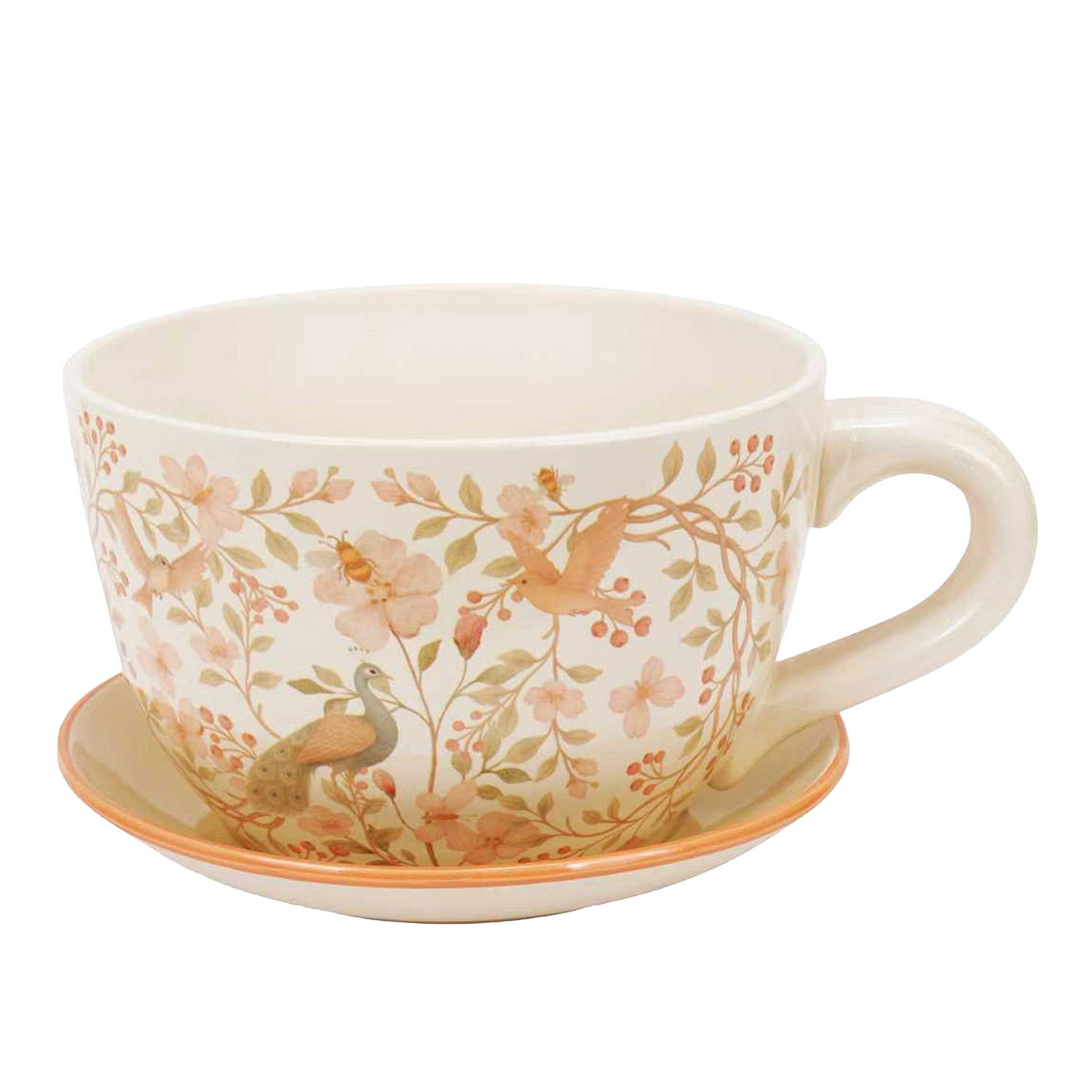 Portavaso tazza natura in ceramica 29,5x22,5x14,8 cm