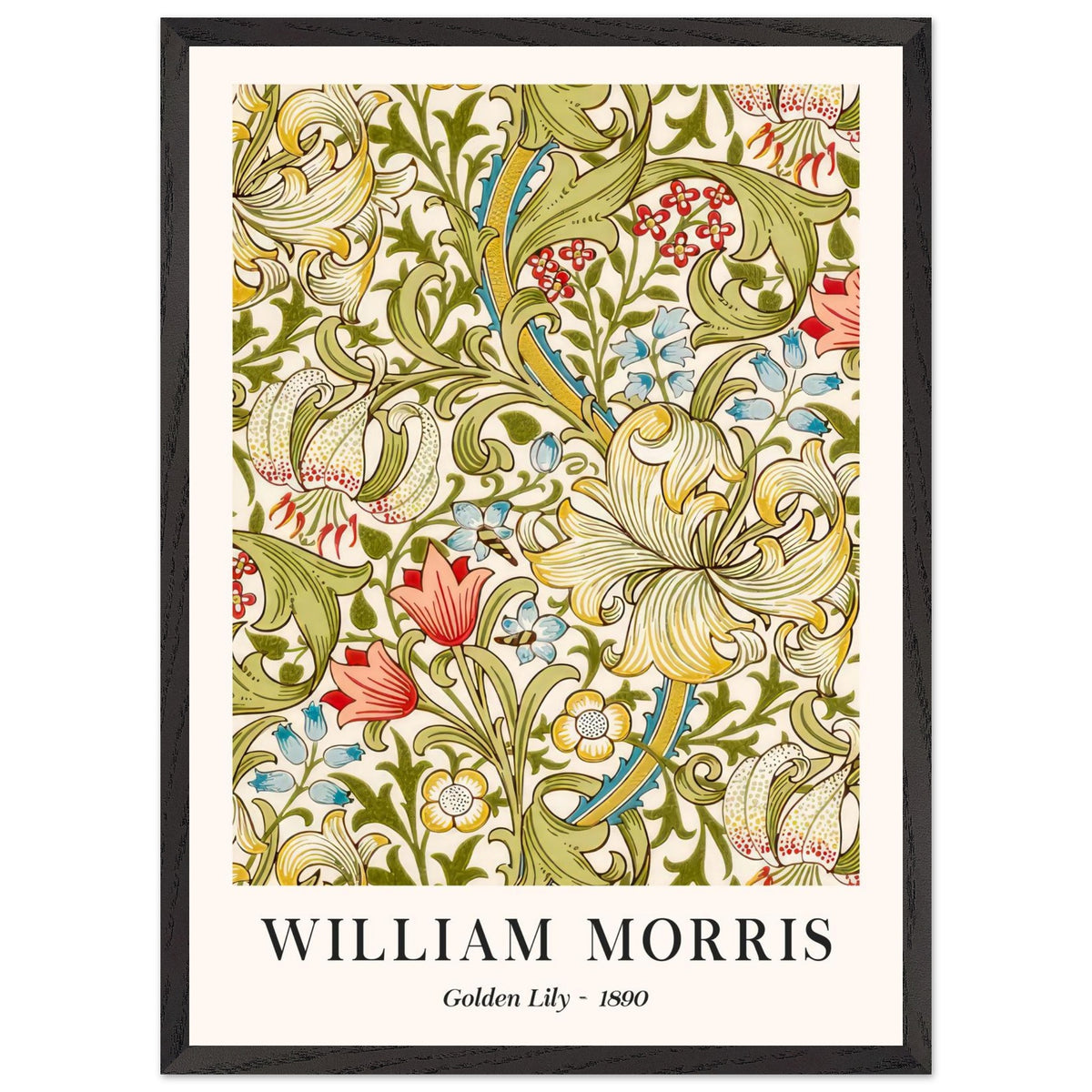 Artfulprints Poster met Lijst William Morris - Golden lilly 1890  - 50x70 cm - Groen