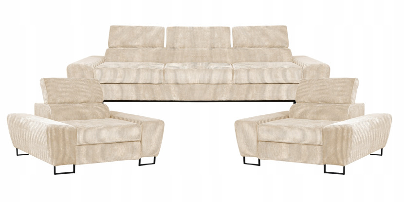Zestaw mebli wypoczynkowych salonu Savio Sofa 3os fotele beż Family Meble