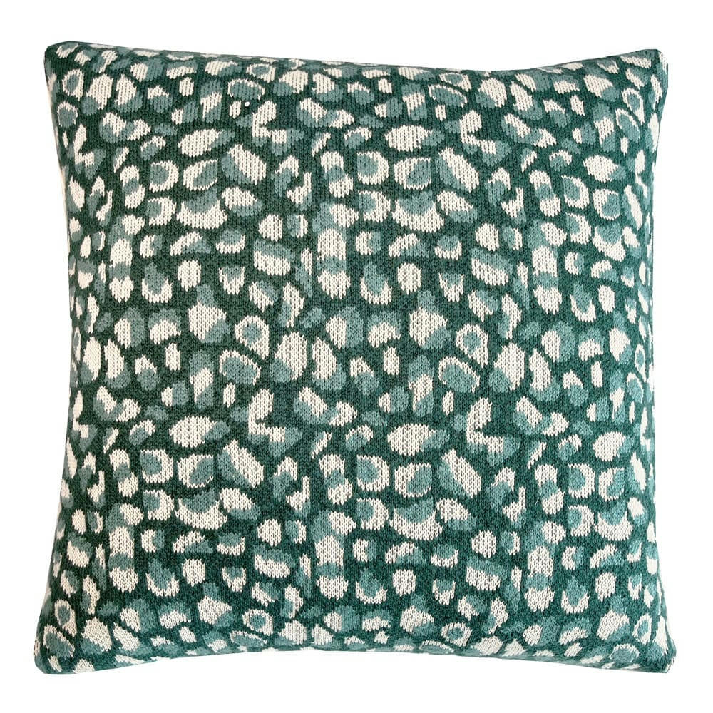 TRICOTÉ - Coussin tricoté pois vert 50x50