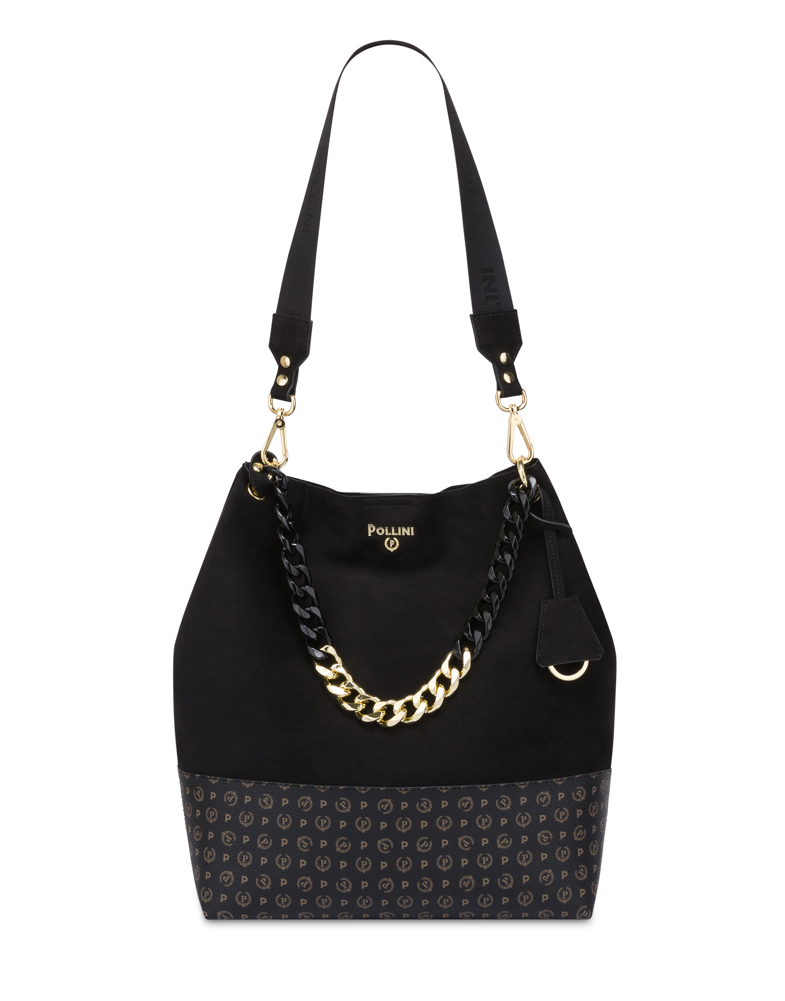 Borsa A Spalla Darlene In Heritage Pvc Nero/nero