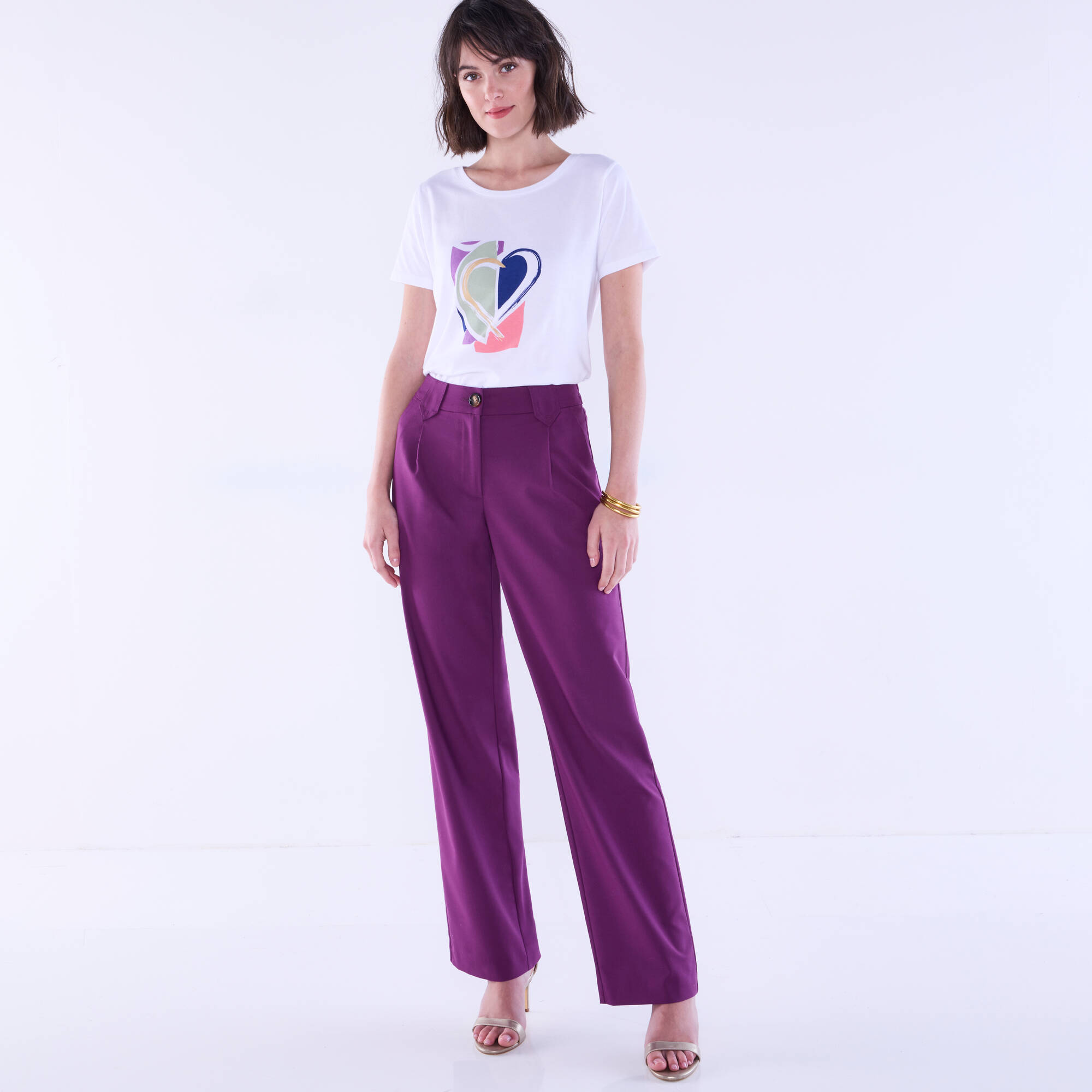 Pantalon droit large, uni